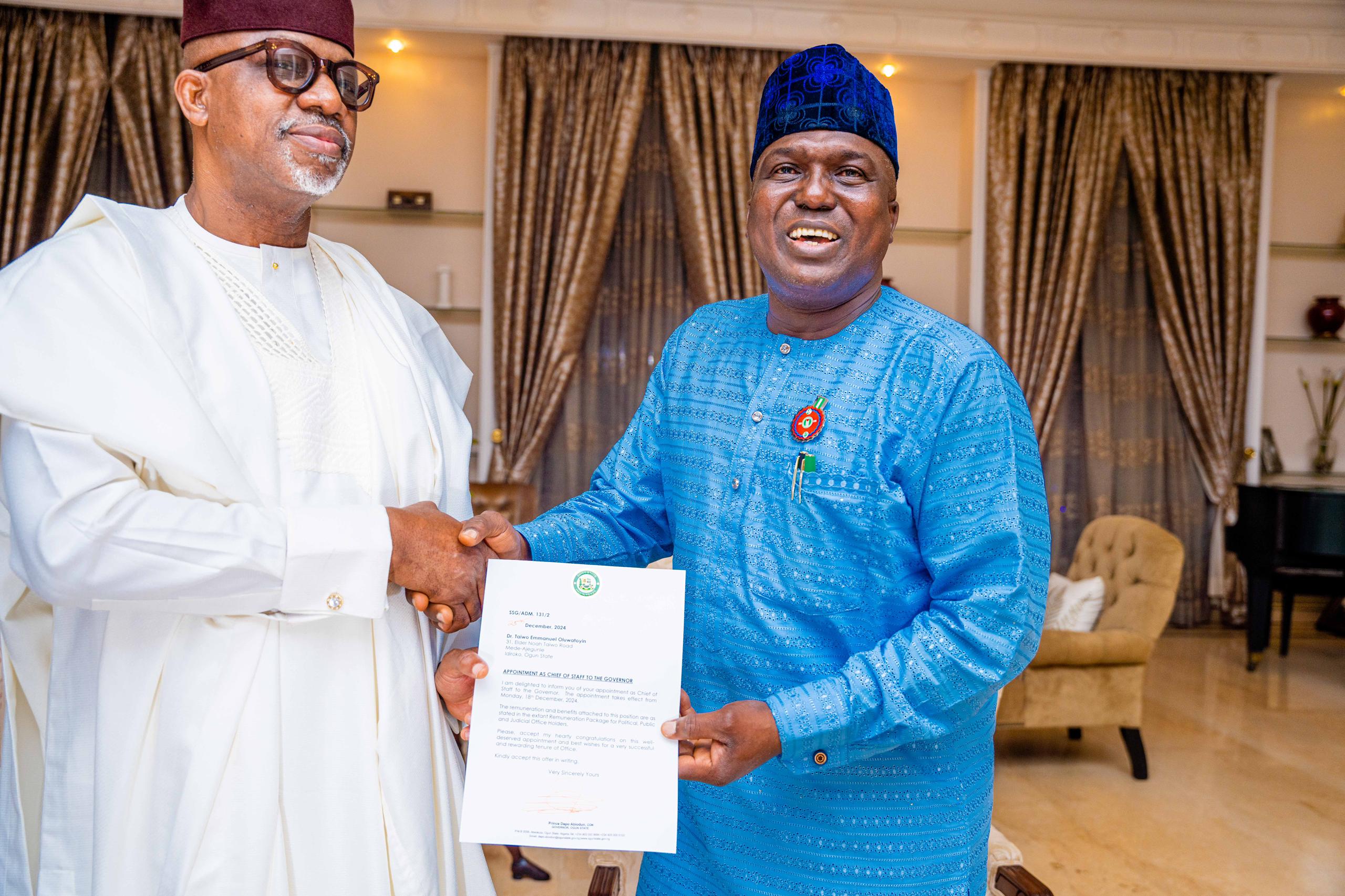 Ogun Governor Appoints Oluwatoyin Taiwo As Chief Of Staff