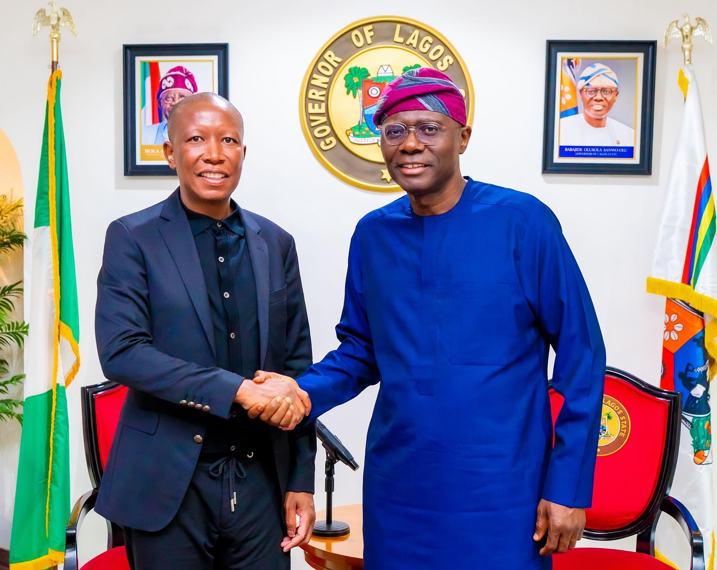 PHOTOS: South Africa Opposition Leader Malema Visits Sanwo-Olu