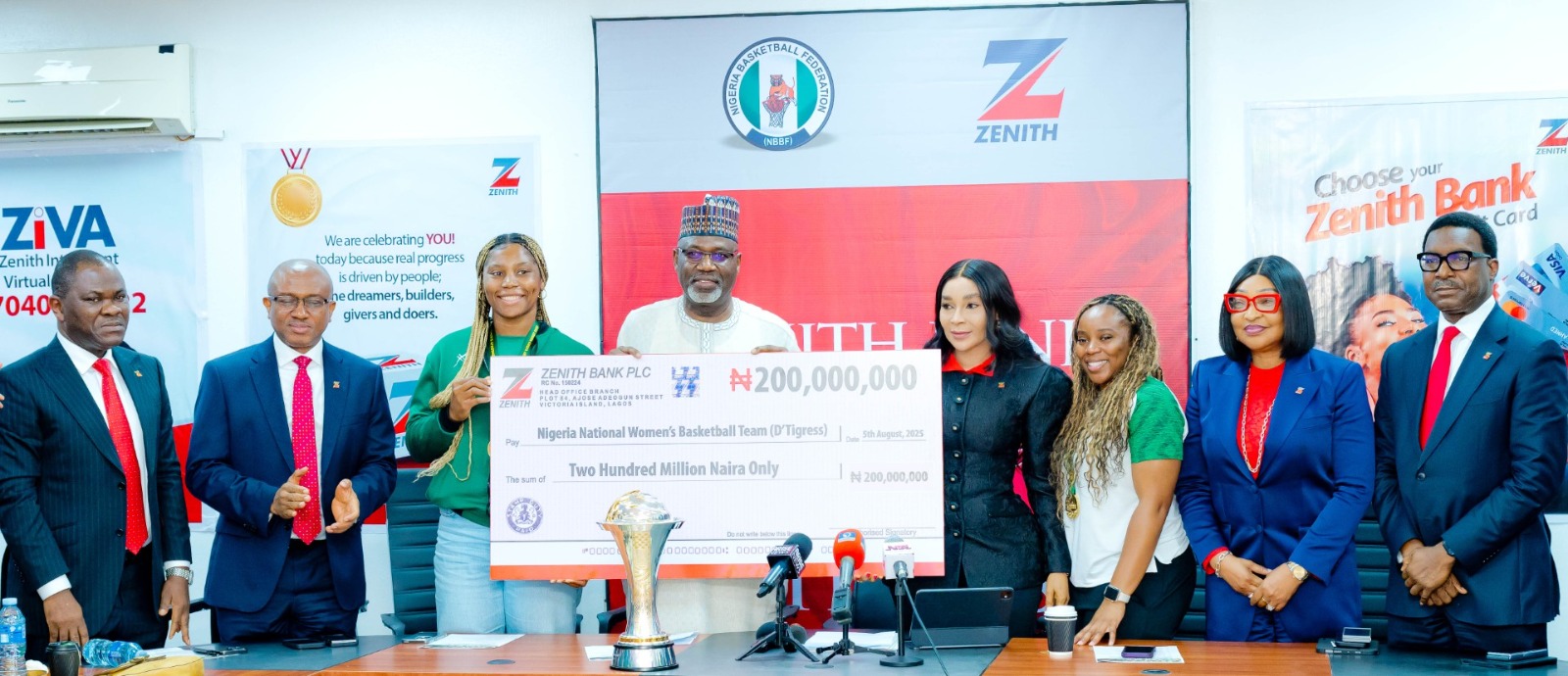 The African Champions, D’Tigress Receive N200m Reward From Zenith Bank