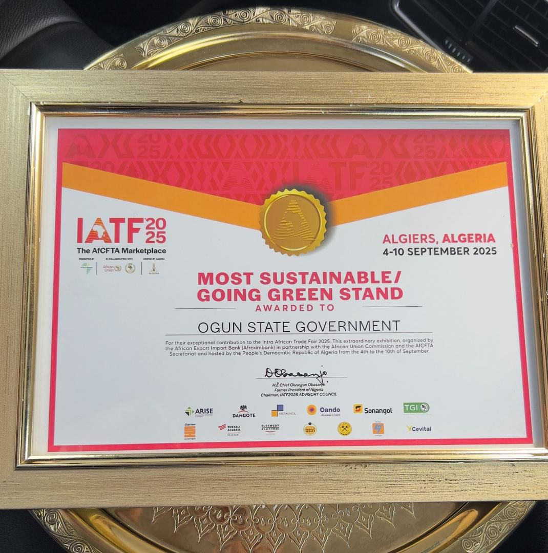 Ogun Wins Sustainability Award At IATF 2025, Algiers
